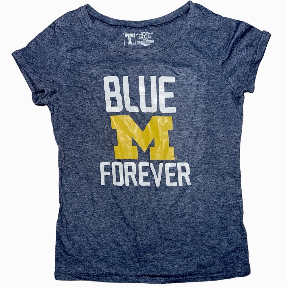 T UNIVERSITY | GIRLS SHORT SLEEVE MICHIGAN CREW NECK SHIRT